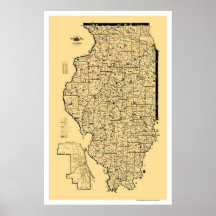 Illinois Railroad Map 1897 Poster