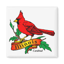 Illinois State Bird - Cardinal Fridge Magnet