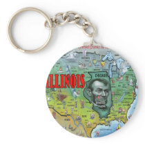 Illinois USA Map Key Chain
