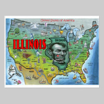 Illinois USA Map postcards