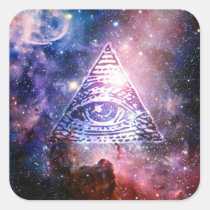 illuminati, funny, nebula, cool, space, geek, eyes of providence, unique, stars, hipster, nerd, universe, providence, sticker, Sticker with custom graphic design