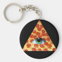 pizza, illuminati, humor, peperonni, crazy, funny, food, eye of providence, cool, stupid, dumb, internet meme, hipster, geometric, triangle, pyramid, fun, memes, keychain, Keychain with custom graphic design