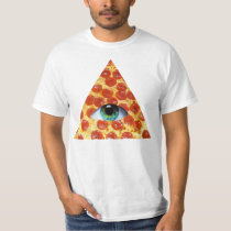 pizza, illuminati, peperonni, crazy, funny, food, eye of providence, cool, eye, tshirt, stupid, dumb, internet meme, pyramid, fun, memes, tee, shirt, t-shirts, T-shirt/trøje med brugerdefineret grafisk design