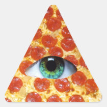 sticker, pizza, illuminati, peperonni, crazy, funny, food, geometric, eye of providence, cool, eye, stupid, dumb, internet meme, pyramid, fun, memes, Klistermærke med brugerdefineret grafisk design