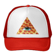 pizza, illuminati, peperonni, crazy, funny, food, geometric, eye of providence, cool, cap, eye, stupid, dumb, internet meme, pyramid, fun, memes, hat, Kasket med brugerdefineret grafisk design