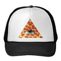 pizza, illuminati, peperonni, crazy, funny, food, eye of providence, cool, eye, cap, stupid, dumb, internet meme, pyramid, fun, memes, trucker hat, Kasket med brugerdefineret grafisk design