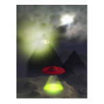 Illuminati Pyramid and UFO Postcard