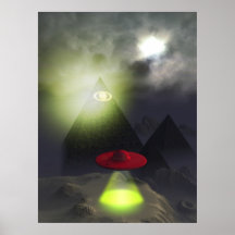 Illuminati Pyramid and UFO Print
