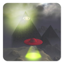 Illuminati Pyramid and UFO Sticker