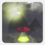 Illuminati Pyramid and UFO Sticker