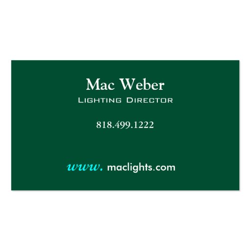 Illusions - Lighting Director Tech Lighting Design Business Card Template (back side)