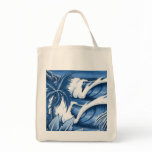 Illustrated Big Wave Tote Bags