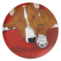 Illustrated Bull Terrier Art Plate