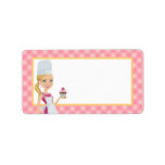 Illustrated Cupcake Girl Label in Medium