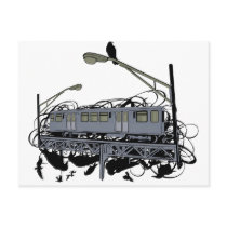 Illustrated El Train & Crows postcards
