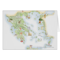 Illustrated map of Ancient Greece Greeting Cards