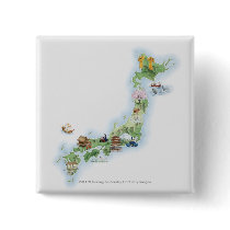 Illustrated map of ancient Japan Pinback Button
