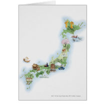 Illustrated map of ancient Japan Card