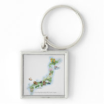 Illustrated map of ancient Japan Key Chains