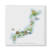 Illustrated map of ancient Japan Refrigerator Magnets