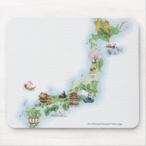 Illustrated map of ancient Japan Mousepads