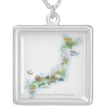 Illustrated map of ancient Japan Custom Jewelry
