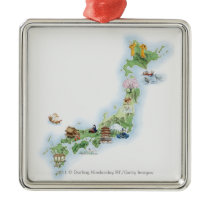 Illustrated map of ancient Japan Christmas Tree Ornament