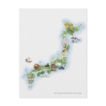 Illustrated map of ancient Japan Post Cards