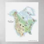 Illustrated map of North America Print