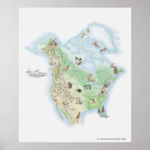 Illustrated map of North America Print