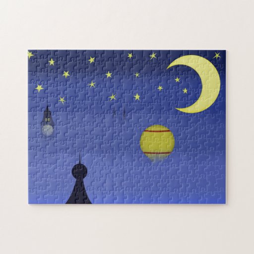 Illustrated Night Sky Puzzle Zazzle