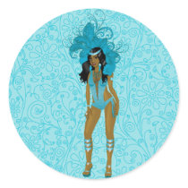 Illustration for carnival costume o las vegas show round sticker