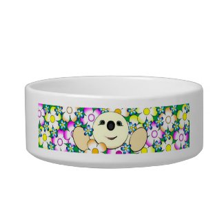 Illustration of a Cute round creature with flowers petbowl