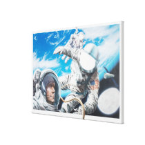 Illustration of American astronauts in space canvas prints