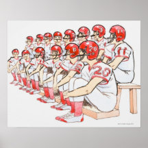 Illustration of American football team sitting Posters