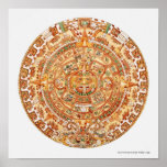 Illustration of Aztec sun stone Print