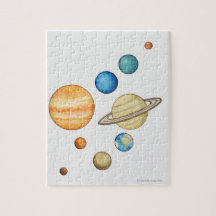 Illustration of the planets of the solar system puzzle