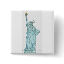 Illustration of the Statue of Liberty Pinback Button