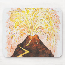 Illustration of volcano erupting mousepad