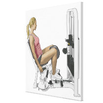 Illustration of woman using hip abductor canvas prints