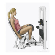 Illustration of woman using hip abductor posters