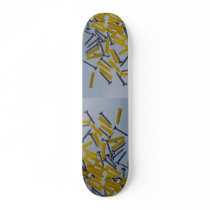 Illustrative Screws and yellow plugs Skate Deck