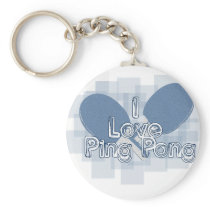 ILovePingPong Faded Blue Paddles Key Chain