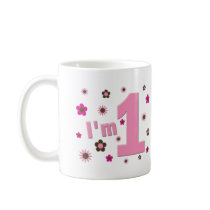 "I'm 1" Pink And Brown Flowers Birthday mugs