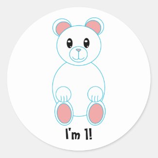 I'm 1! Polar Bear Birthday Sticker