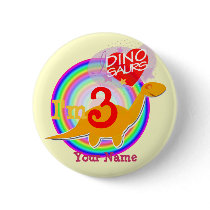 I'm 3 Birthday Celebrate Dinosaur Your Name Button