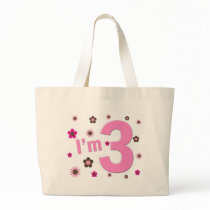 "I'm 3" Pink & Brown Flowers Bag