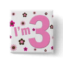 "I'm 3" Pink & Brown Flowers