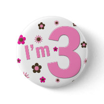"I'm 3" Pink & Brown Flowers