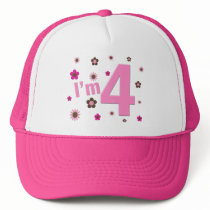 I'm 4 Pink & Brown Flowers hats
